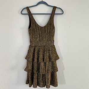 H & M Metallic ruffled mini dress